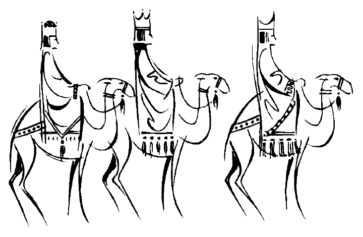 מלך ומשרתיו על גמלים