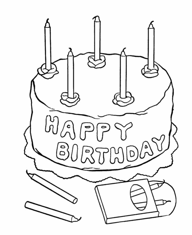 דפי צביעה עוגת יום הולדת